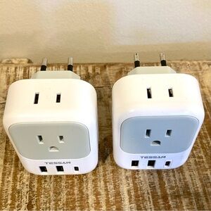2 Type C Europlug TESSAN Power Adapters with USB Ports Travel Adapter Europe